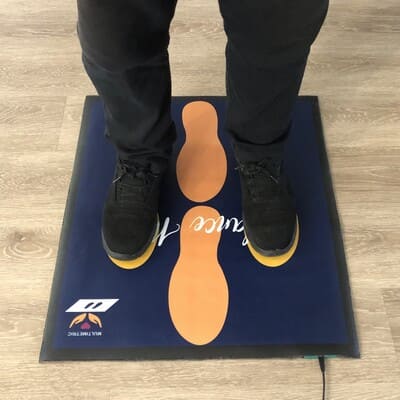 Normal balance testing stance on Multimetric Balance Mat from Balance Metrix