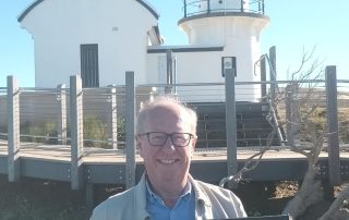 Ian Bergman displays the Balance Mat at Port Macquarie