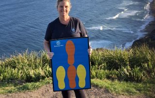 Mobile AEP Jo MacAllan at the Sea Cliff Bridge with her Balance Mat